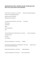 Maintenance Test 1 Review Study Guide 2026&ndash;2027 &vert; Practice Questions And Answers