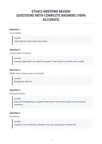 Ethics Midterm Review&NewLine;Questions With Complete Answers &lpar;100&percnt;&NewLine;Accurate