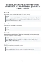 Csx Conductor Training Week 1 Test Review&NewLine;Latest Actual Exam With Verified Questions &&NewLine;Correct Answers