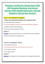 Oncology Certification Newest Exam With 400 Complete Questions And Correct Answers With Detailed Rationales &vert; Already Graded A&plus;&vert;&vert;Brand New Version&excl;&excl;&NewLine;