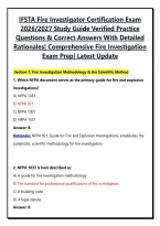 Ifsta Fire Investigator Certification Exam 2026 Study Guide Verified Practice Questions & Correct Answers With Detailed Rationales&vert; Comprehensive Fire Investigation Exam Prep&vert; Latest Update&NewLine;