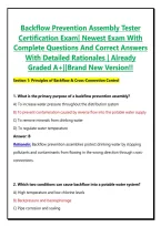 Backflow Prevention Assembly Tester Certification Exam&vert;Newest Exam With Complete Questions And Correct Answers With Detailed Rationales &vert; Already Graded A&plus;&vert;&vert;Brand New Version&excl;&excl;&NewLine;
