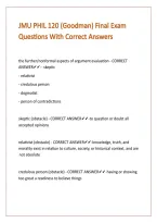 JMU PHIL 120 &lpar;Goodman&rpar; Final Exam Questions With Correct Answers