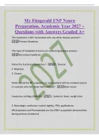My Fitzgerald FNP Neuro&NewLine;Preparation&comma; Academic Year 2027 &ndash;&NewLine;Questions with Answers Graded A&plus;&NewLine;This headache is NOT associated with any other disease process&quest; -&NewLine;Primary Headache&NewLine;This type of headache IS due to an underlying disease process&period; -&NewLine;Secondary 
