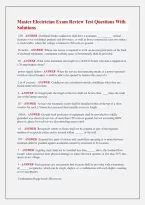 Master Electrician Exam Review Test Questions With &NewLine;Solutions &NewLine; &NewLine; 