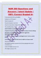 NUR 260 Questions and&NewLine;Answers &vert; latest Update &vert;&NewLine;100&percnt; Correct Graded A&plus;&NewLine;Final assessment write up feedback&NewLine;feedback on all 15 papers&NewLine;Week 8 october 23&NewLine;Poverty Simulation room 212&NewLine;American Association College of Nursing &lpar;AACN&rpar;&NewLine;The acrediting body of