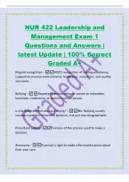 NUR 422 Leadership and&NewLine;Management Exam 1&NewLine;Questions and Answers &vert;&NewLine;latest Update &vert; 100&percnt; Correct&NewLine;Graded A&plus;&NewLine;Magnet recognition -ANCC recognition of nursing excellence&comma;&NewLine;supportive practice environments&comma; leadership&comma; innovation&comma; and quality&NewLine;outcomes&period;&NewLine;Bul