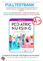 Test Bank for Wong&rsquo;s Essentials of Pediatric Nursing 11th Edition &vert; Hockenberry &vert; 2025&sol;2026 Verified Questions & 100&percnt; Correct Answers&NewLine;