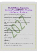 NUR 200 Exam Preparation&comma;&NewLine;Academic Year 2027&sol;2028 &ndash; Questions&NewLine;with Answers Graded A&plus;&NewLine;Pearson Product-Moment Correlation Coefficient &lpar;r&rpar;&NewLine;The most common measure of correlation that quantifies the strength&NewLine;and direction of the relationship between two 