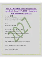 Nur 203 Mod D&sol;F Exam Preparation&comma;&NewLine;Academic Year 2027&sol;2028 &ndash; Questions&NewLine;with Answers Graded A&plus;&NewLine;Readings -Sepsis&NewLine;Chapter 37&comma; pp&period; 740-755 &lpar;Sepsis&comma; Septic Shock&rpar;&NewLine;Chapter 71&comma; pp 1485 &lpar;Toxic Shock Syndrome&rpar;&NewLine;Burns&colon;&NewLine;Chapter 26&comma; pp 465- 491&NewLine;What to really l
