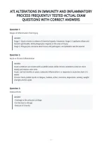 Ati Alterations In Immunity And Inflammatory Process Frequently Tested Actual Exam Questions With Correct Answers