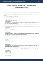 Florida ALF Core Training Test Assisted Living Administration Review Actual 2026&sol;2027 with Detailed Rationales &vert; Complete Exam-Style Questions &vert; Pass Guaranteed &ndash; A&plus; Graded&NewLine;&NewLine;