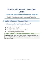 Florida 2-20 General Lines Agent License&NewLine;Final Exam Prep and Practice Review 