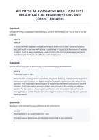 Ati Physical Assessment Adult Post Test Updated Actual Exam Questions And Correct Answers