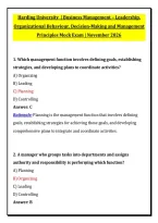 Harding University  &vert; Business Management &ndash; Leadership&comma; &NewLine;Organizational Behaviour&comma; Decision-Making and Management &NewLine;Principles Mock Exam &vert; November 2026 