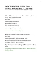 West Coast Emt Block Exam 1&NewLine;Actual Paper Solved Questions&NewLine;