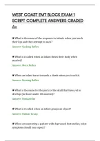 West Coast Emt Block Exam 1&NewLine;Script Complete Answers Graded&NewLine;A&plus;
