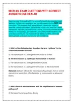 Micr 484 Exam Questions With Correct Answers One Health Study Guide