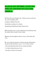 Balanced Body Reformer 2 Pilates Final&NewLine;Paper 2027 Questions With Solutions&NewLine;Graded A&plus;