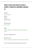 West Coast Emt Block Exam 2&NewLine;Script Complete Answers Graded&NewLine;A&plus;
