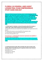 Florida 2-20 General Lines Agent License Final Exam Comprehensive Study Guide