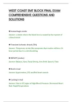 West Coast Emt Block Final Exam&NewLine;Comprehensive Questions And&NewLine;Solutions