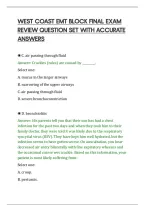 West Coast Emt Block Final Exam&NewLine;Review Question Set With Accurate&NewLine;Answers&NewLine;