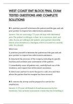 West Coast Emt Block Final Exam&NewLine;Tested Questions And Complete&NewLine;Solutions