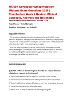 NR 507 Advanced Pathophysiology Midterm Exam Questions 2026 &vert; Chamberlain Week 4 Review&comma; Clinical Concepts&comma; Answers and Rationales