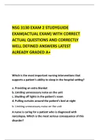 Nsg 3130 Exam 2 Studyguide &NewLine;Exam&lpar;Actual Exam&rpar; With Correct &NewLine;Actual Questions And Correctly &NewLine;Well Defined Answers Latest &NewLine;Already Graded A&plus; 