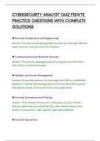 Cybersecurity Analyst Quiz Fedvte&NewLine;Practice Questions With Complete&NewLine;Solutions