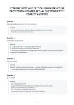 Cybersecurity And Critical Infrastructure&NewLine;Protection Updated Actual Questions With&NewLine;Correct Answers&NewLine;