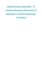 NAB RCAL Exam 2026&sol;2027&colon; 75 Practice &NewLine;Questions with Answers & Rationales &vert; &NewLine;Assisted Living Prep &vert; A&plus; Verified 