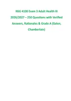 NSG 4100 Exam 3 Adult Health III &NewLine;2026&sol;2027 &ndash; 250 Questions with Verified &NewLine;Answers&comma; Rationales & Grade A &lpar;Galen&comma; &NewLine;Chamberlain&rpar; 
