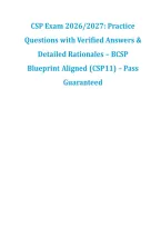 CSP Exam 2026&sol;2027&colon; Practice Questions &NewLine;with Verified Answers & Detailed Rationales &ndash; BCSP Blueprint Aligned &lpar;CSP11&rpar; &ndash; Pass &NewLine;Guaranteed 