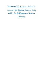 MICR 484 Exam Questions with Correct &NewLine;Answers &vert; One Health & Zoonoses Study &NewLine;Guide &vert; Verified Rationales &vert; Queen's &NewLine;University 