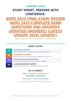 Nurs 5433 Final Exam&colon; Review Nurs 5433 Complete Exam Questions And Answers &lpar;Verified Answers&rpar; &lpar;Latest Update 2026&rpar; Update&excl;&excl;