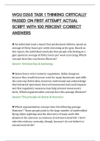 Wgu D265 Task 1 Thinking Critically&NewLine;Passed On First Attempt Actual&NewLine;Script With 100 Percent Correct&NewLine;Answers&NewLine;