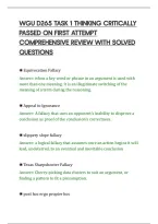 Wgu D265 Task 1 Thinking Critically&NewLine;Passed On First Attempt&NewLine;Comprehensive Review With Solved&NewLine;Questions&NewLine;