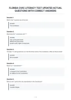 Florida Civic Literacy Test Updated Actual&NewLine;Questions With Correct Answers&NewLine;