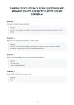 Florida Civics Literacy Exam Questions And&NewLine;Answers Solved Correctly Latest Update&NewLine;Graded A&plus;