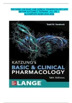 Test Bank For Basic And Clinical Pharmacology 16Th &NewLine;Edition Katzung&rsquo;s Testbank &sol;All Chs 1- &NewLine;66&sol;Complete Guide 2025-2026 &NewLine;