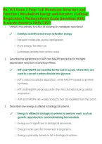 Bio 101 Exam 2 Prep&colon; Cell Membrane Structure and &NewLine;Function &vert; Metabolism Energy and Enzymes &vert; Cellular &NewLine;Respiration &vert; Photosynthesis Exam Questions With &NewLine;Accurate Answers 2026&sol;2027