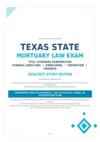 Texas State Mortuary Law Exam 2026&sol;2027 &vert; TFSC Licensing Examination Q&A with Rationales &vert; Funeral Directing&comma; Embalming&comma; Cremation &vert; Graded A&plus; &vert; Instant Download