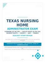 Texas Nursing Home Administrator Exam 2026&sol;2027 &vert; Licensure &lpar;26 TAC 555&rpar; & Facility Rules &lpar;26 TAC 554&rpar; Q&A with Rationales &vert; Graded A&plus; &vert; Instant Download