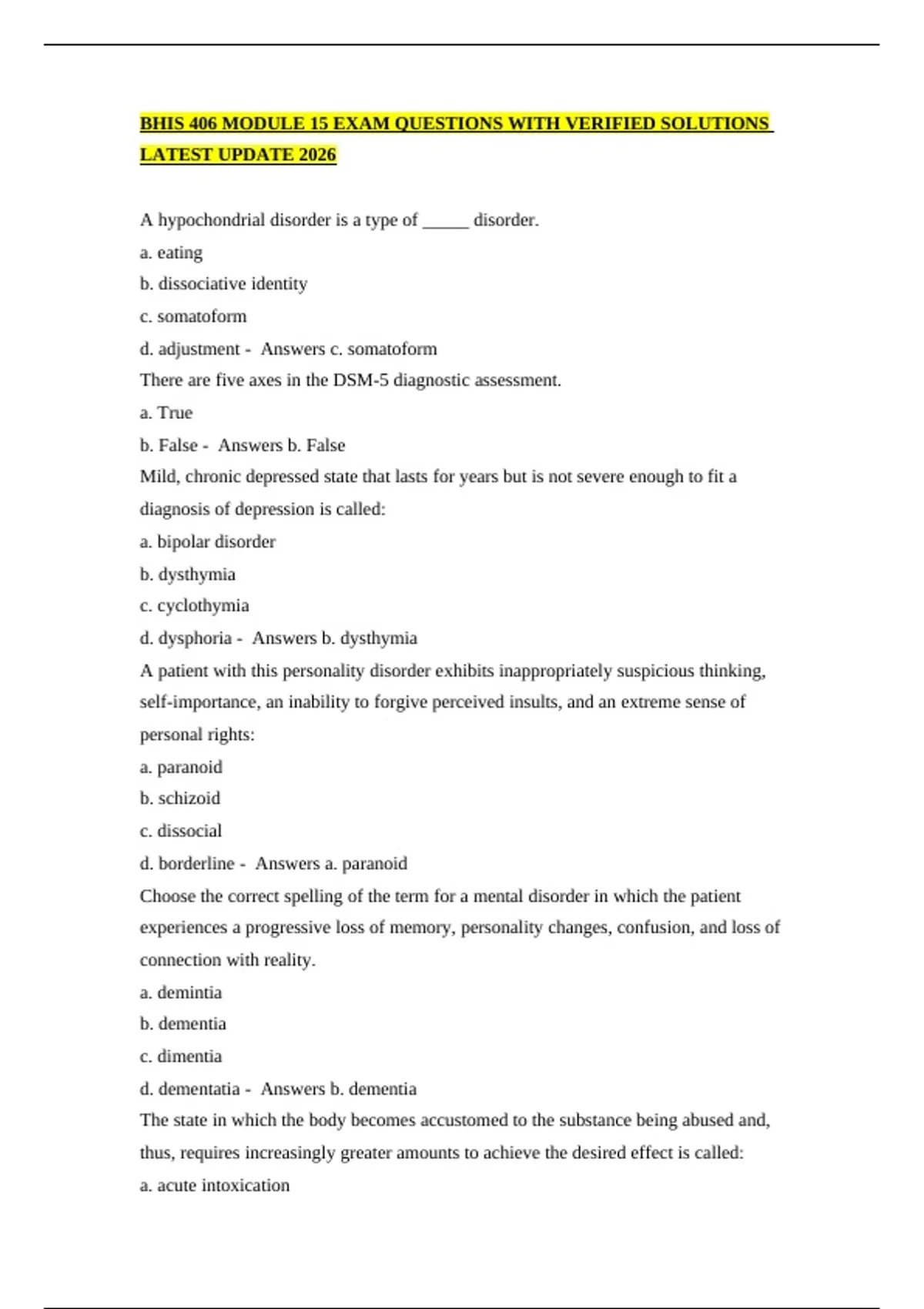Bhis 406 Module 15 Exam Questions With Verified Solutions Latest Update ...