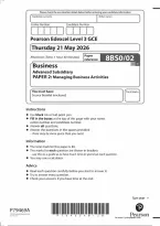 Edexcel AS Level Business Paper 2&colon; Managing Business Activities 2026