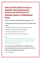 NURS 340 Public Health Nursing Exam &NewLine;2026&sol;2027 &vert; &NewLine;Questions with Verified Answers & &NewLine;Rationales &vert; Quizzes 1-3 Comprehensive &NewLine;Review