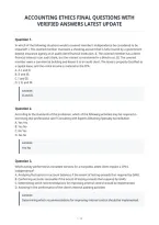 Accounting Ethics Final Questions With Verified Answers Latest Update
