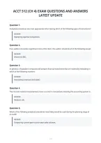 Acct 512 &lpar;Ch 4&rpar; Exam Questions And Answers Latest Update